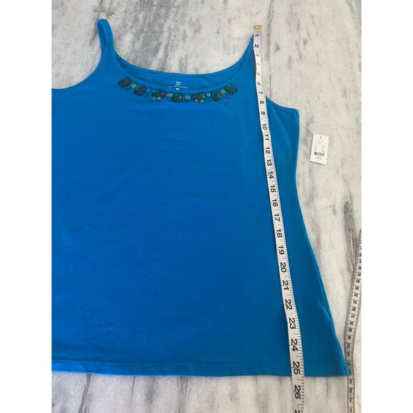 NY & Company Blue Tank Top Stone Embellishment NWT Woman Size Large Summer - Picture 7 of 7